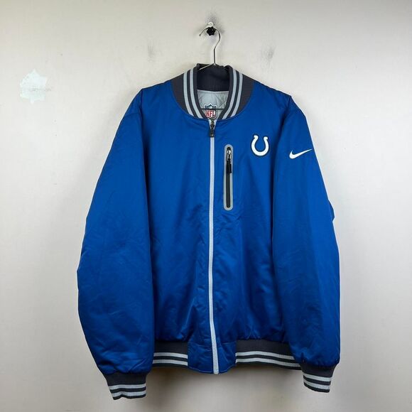 Nike Colts Reversible Bomber Jacket in Blue and White  Size XL - Picture 1 of 8